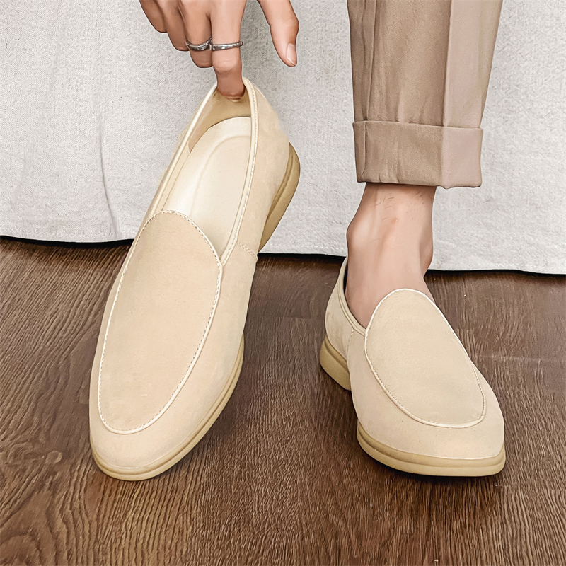 Fashion Men's Classic British Style Loafers Moccasins Men Casual Shoes Suede Leather Mens Light Comfortable Driving Flats c23