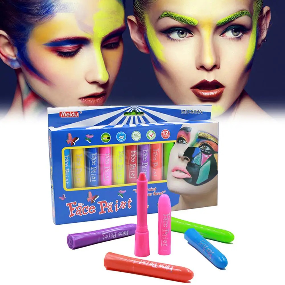 12 Color Childrens Painting Set Non Toxic Crayon Makeup Supplies Used for Party Halloween Carnival Fancy Dress 240829