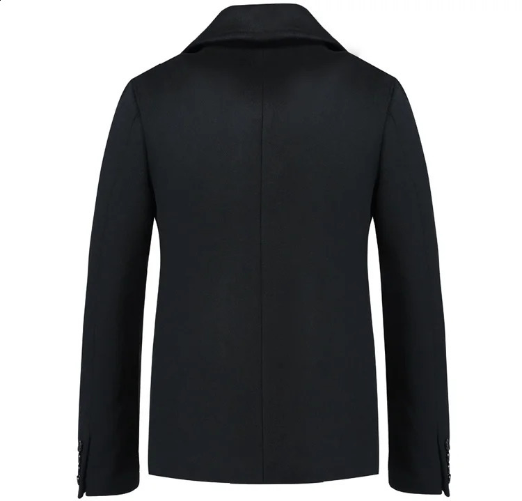 Mens business jacket with double corset for autumn/winter warm and slim fit short wool jacket with a lapel collar 240829