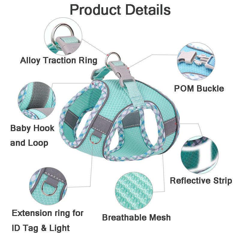 Luxury custom no pull cute dog pet harness adjustable control vest,dog leash and harness