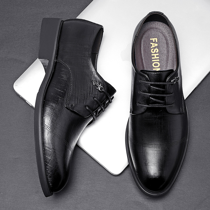Flat / 5CM Leather Men Formal Elevator Shoes British Business Dress Shoes Height Increase Lift Shoes Invisible Taller Shoes