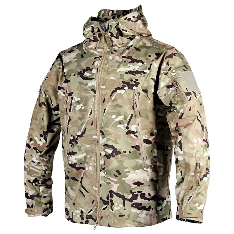 Waterproof Training Jacket Men Spring Autumn Multi-pocket Wear-resistant Windbreaker Coat Outdoor Shark Skin Thin Cargo Jackets 240829