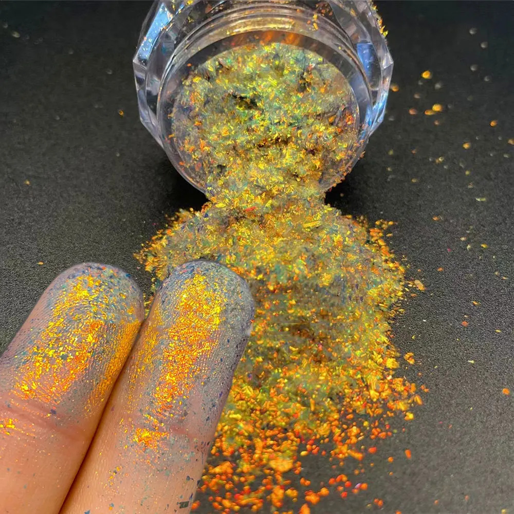 Sparkly chameleon nail protein stone magic mirror aurora thick nail sequins pigment eye shadow color shift mermaid nail chrome dust 240829