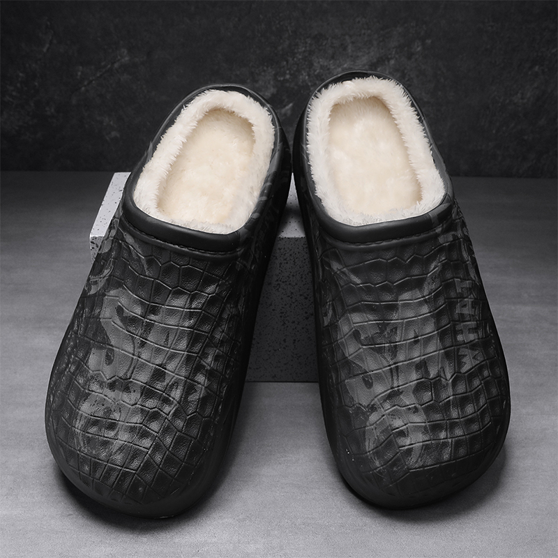 Winter Thick-soled Feces-slip Non-slip Warm Cotton Shoes for Home Wear with Bags and Men's Wool Slippers