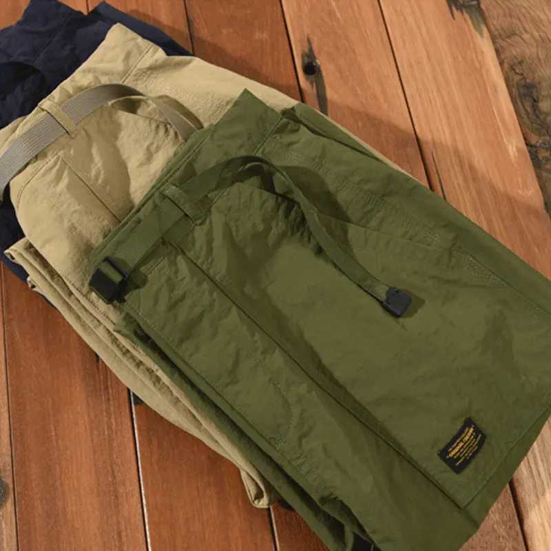 Summer mens workwear casual pants Japanese straight loose fit wide legs large pockets covered with mountain logs outdoor street wanderers W240829