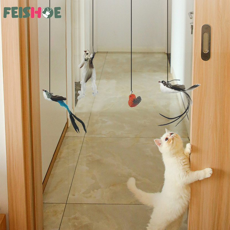 Simulation Cat Toy Retractable Hanging Door Type Cat Scratch Rope Mouse Cat Self-hey Interactive Mouse Toy katten accessories
