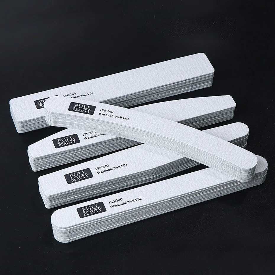 10 pieces/set professional nail files 180/240 grit wooden sandpaper buffer block sanding washable nail files manual foot therapy #1577 W240829
