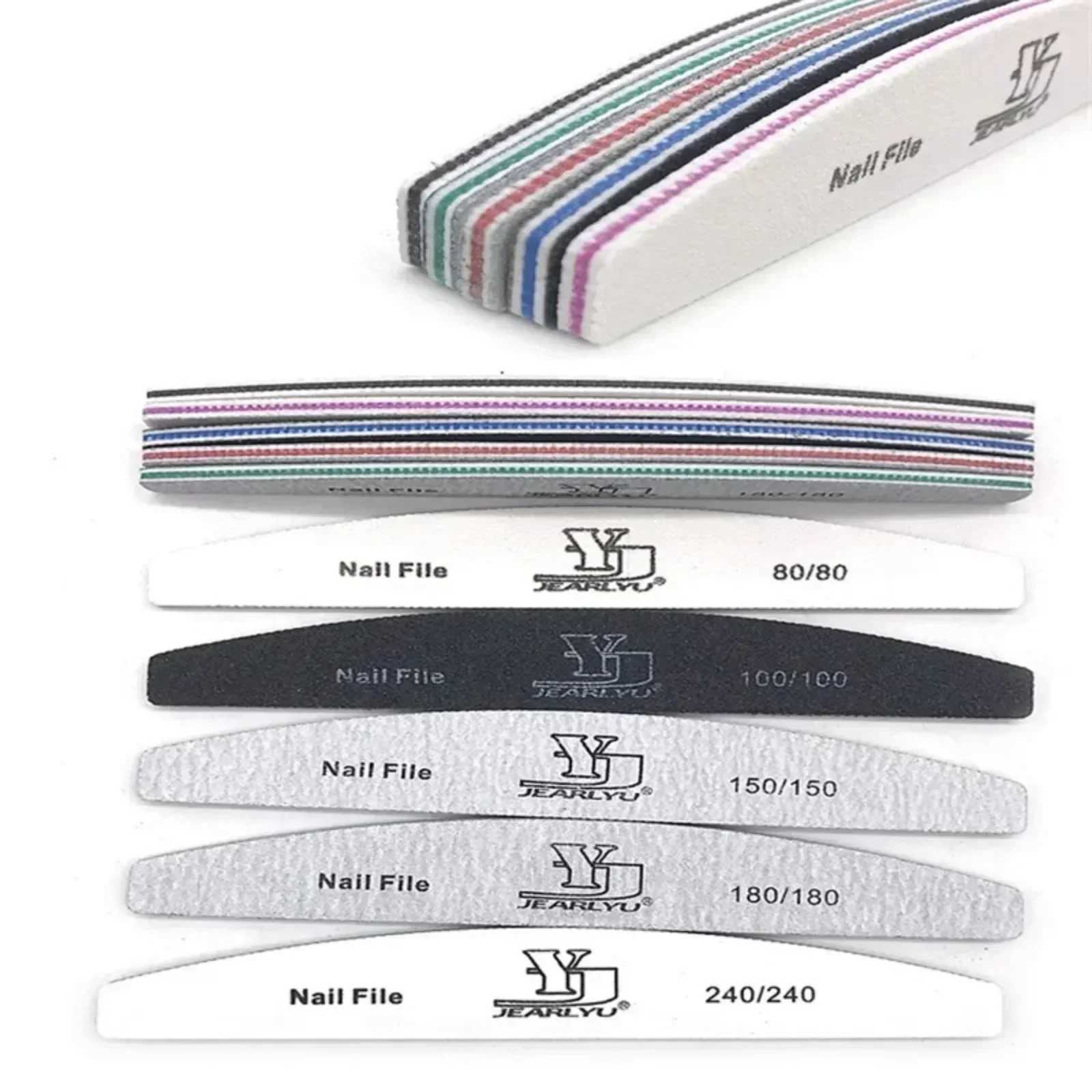 1 Nagelvijl 80 100 150 180 240 Gravel Nail File Moon Style Nail Polishing File Set Lime A Ongles Professional Nail File W240829