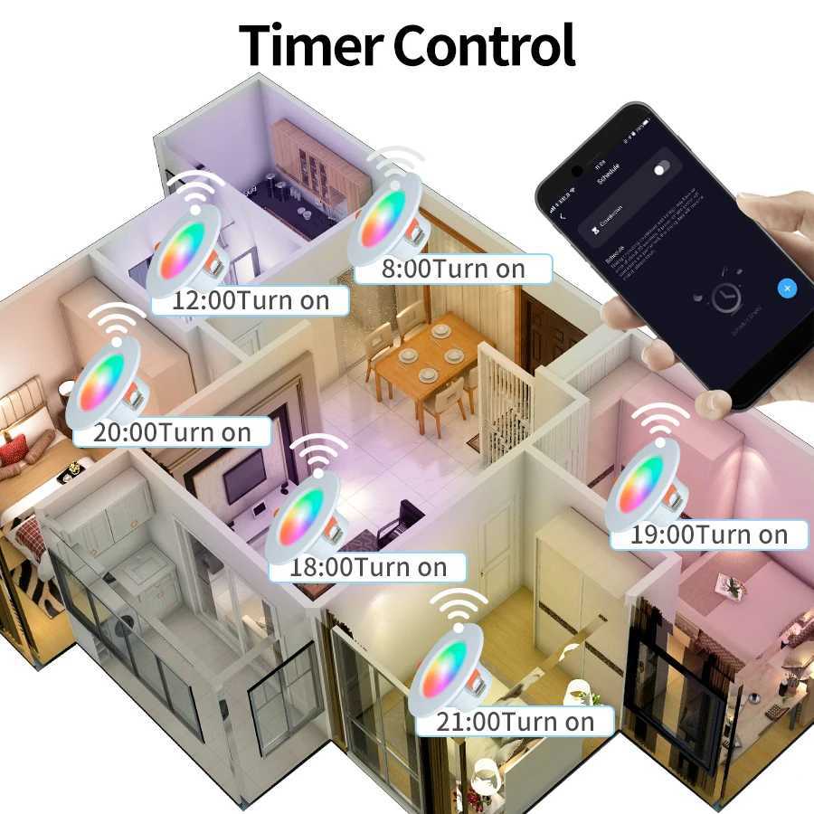 15W ZigBee Smart Ceiling Light RGB Tuya WiFi Bluetooth LED Downlights Recessed Spotlight Alexa Lamp Control Google HomeLX241114