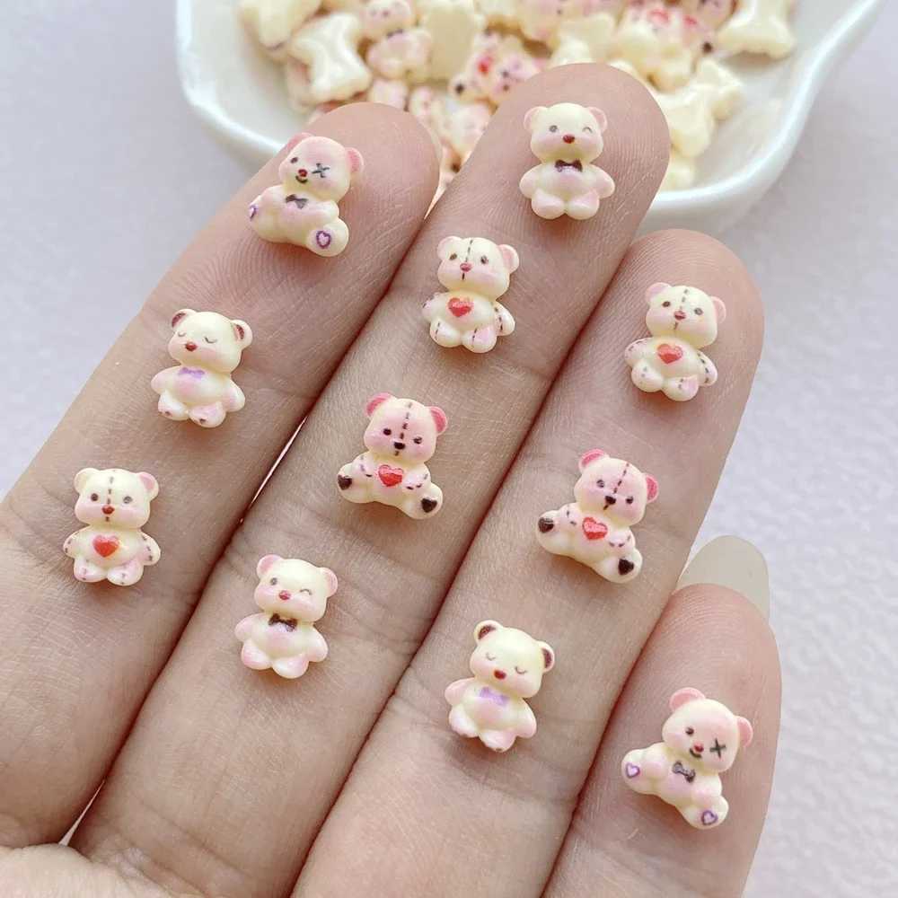 100 Cute Mini Cartoon Bear Nail Art Resin Designer Charm DIY Craft Nail 3D Decorative Jewelry W240829