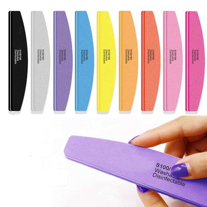10 pieces/batch Half Moon Double sided Nail File Buffer Solution 100/180 Polishing Grinding Manual Nail Clipper Tool W240829