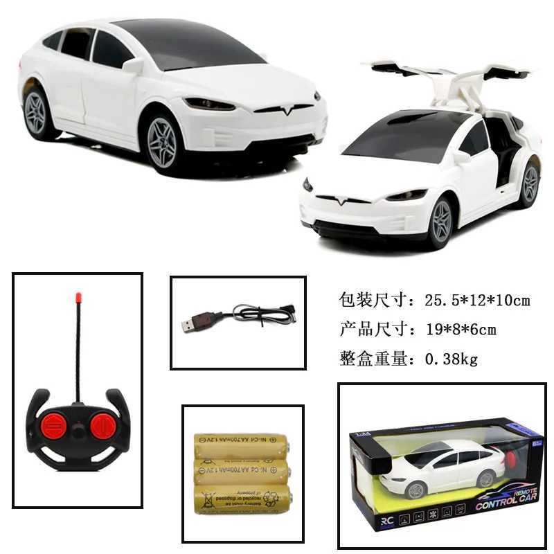 Tesla RC four way remote control car manual double door 1 24 model childrens toy car with light holiday gift W240829