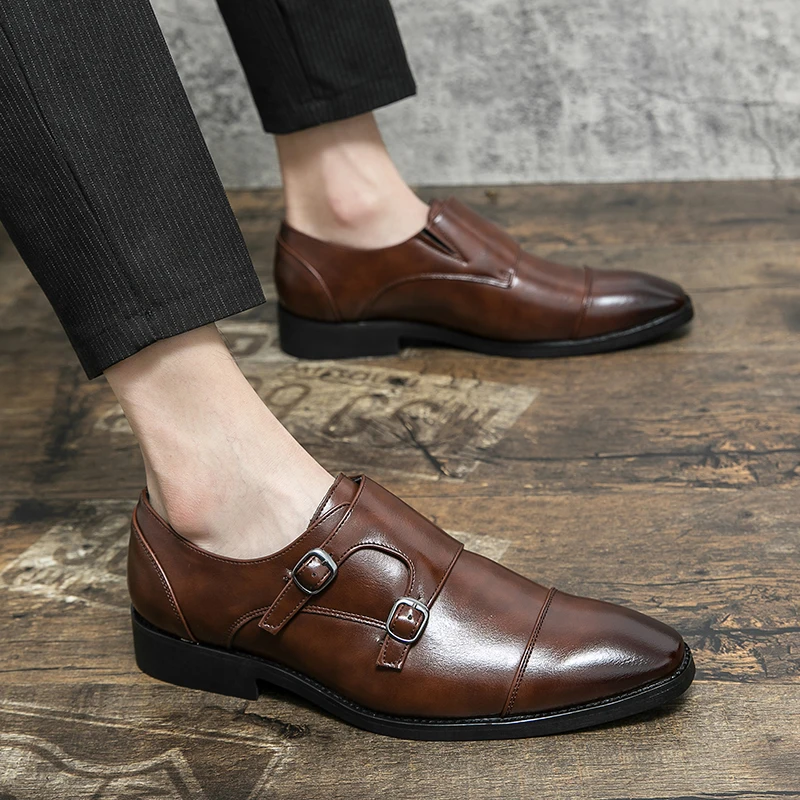 Fashion Designer Formal Slip On Men Dress New Classic Leather Oxfords For Wedding Party Business Flat Shoes Men's Loafers