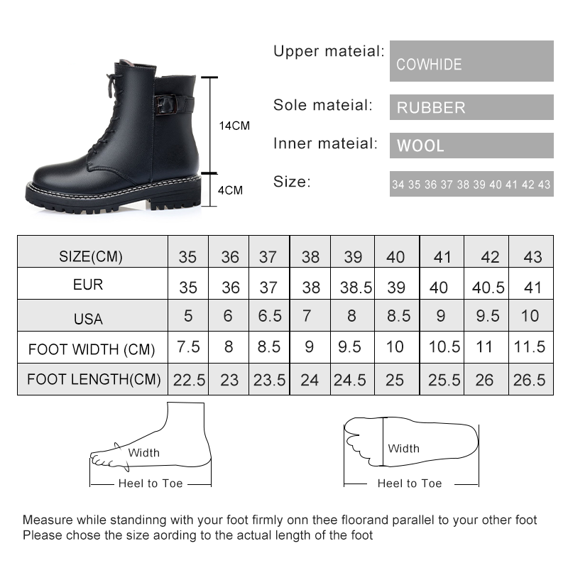 AIYUQI Women Marton Boots Winter 2024 Warm Thick Wool Women Snow Boots Genuine Leather Casual Large Size Women Motorcycle Boots