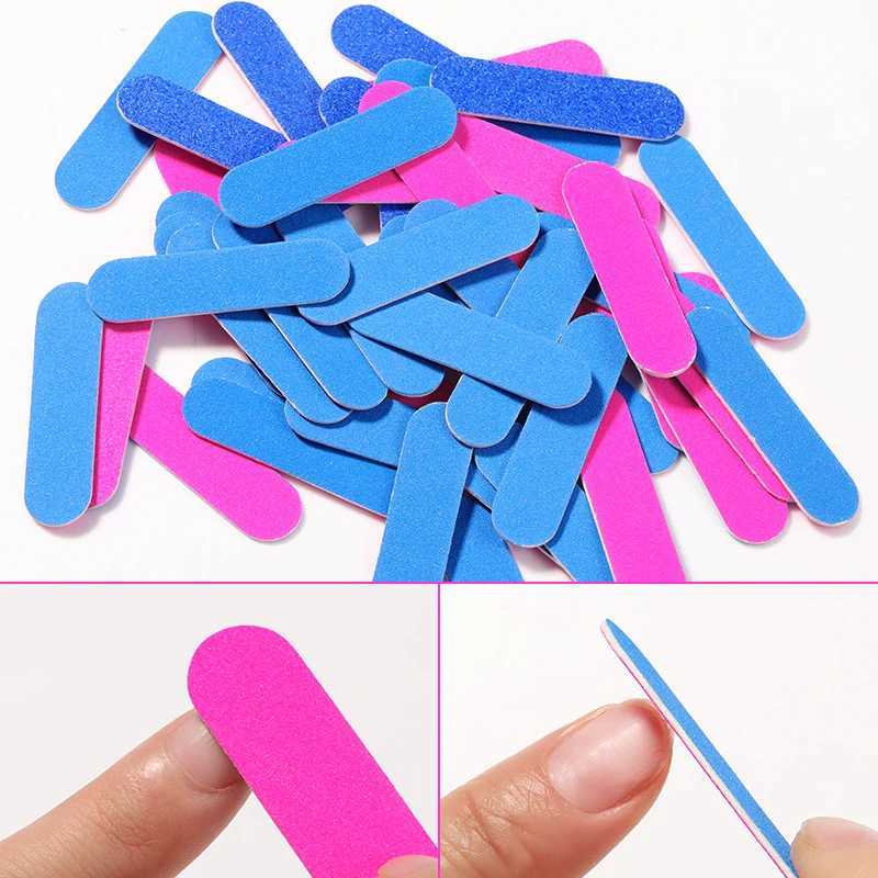 Blue/Rose Red Mini Double sided Nail File Sandpaper Disposable Nail Equipment Accessories Buffer Files Handmade Nail Art Tools W240829