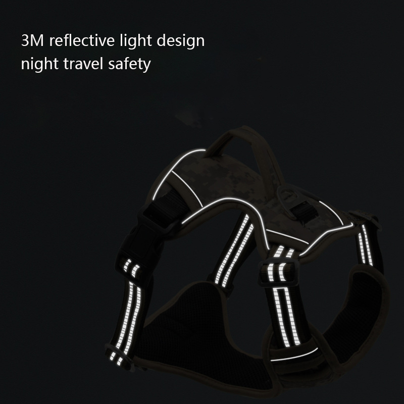 Camouflage Pet Harness Adjustable Reflective Medium & Large Dog Harness Mesh Breathable with Control Handle To Prevent Bursting