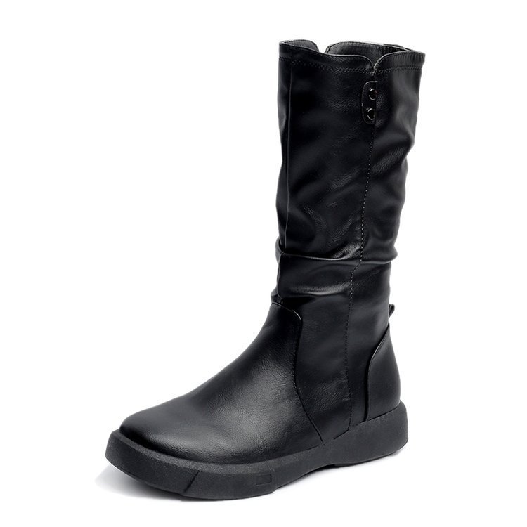 Women's Retro Velvet Warm Side Zipper Large Medium Top Boots