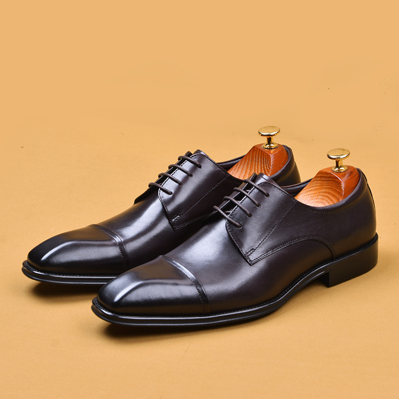 Brand Designer Men Dress Genuine Leather Lace Up Men's Shoe For Suit Black Office Party Formal Man Wedding Shoes 799