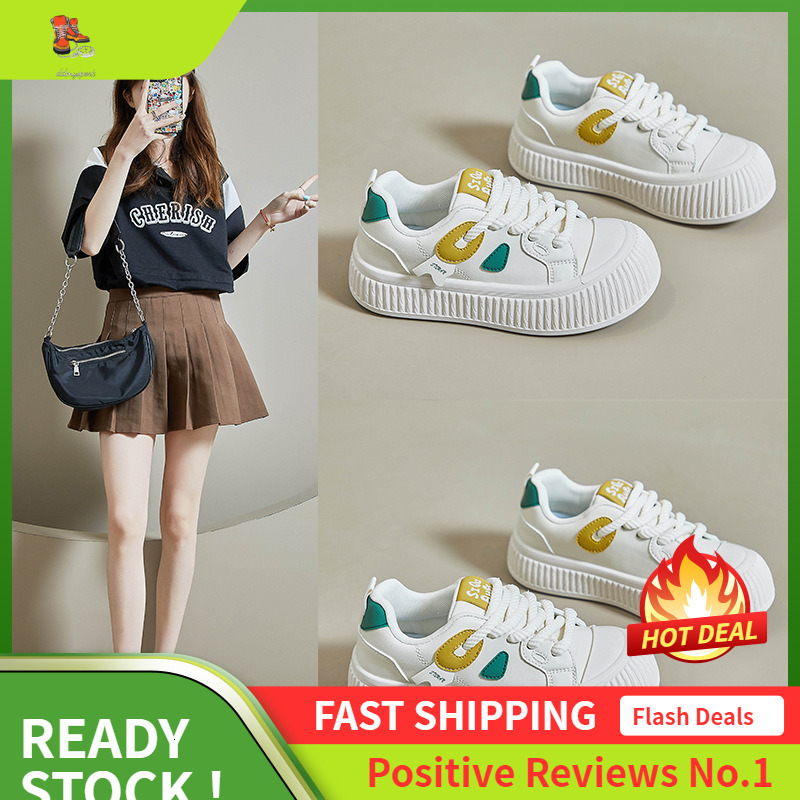 Ddmysports Spring New White Korean Ins Trendy Female Students Thick Soled Eight Increasing Sports Board Casual Shoes XT OUTDOOR