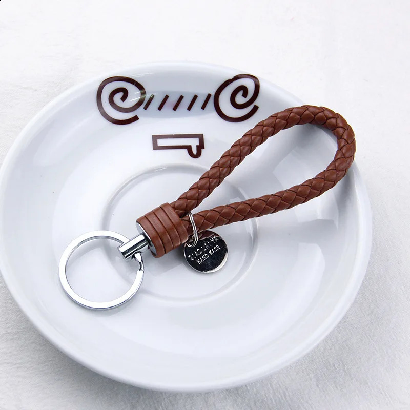 Stylish PU Leather Braided Woven Keychain Bag Pendant A Perfect Gift for Men and Women 240829