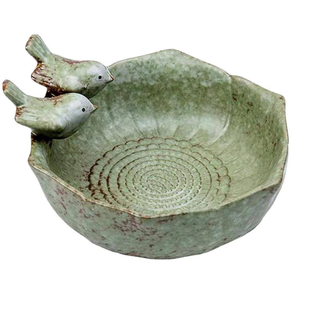 Ceramic Birdbath Bowl Bird Feeder Food Holder Container Bird Feeding Tray For Outdoor Garden Courtyard Decoration