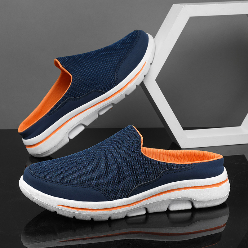 2023 NEW Men Casual Mules Mesh Breathable Flat Slippers Summer Couple Shoes Large Size Fashion Slippers for Men Street Sandals