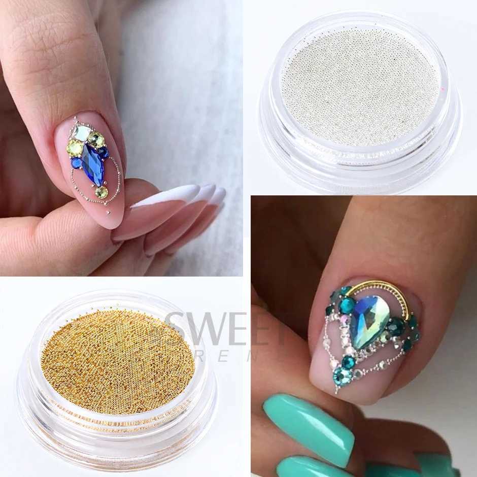 0.4mm small stainless steel microbeads used for nail art decoration metal Y2K stud nails caviar beads silver gold gray accessories W240829
