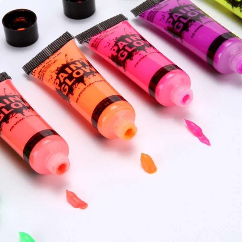 5 pieces of body art painting neon fluorescent party Halloween role-playing makeup childrens painting UV glow painting 240829