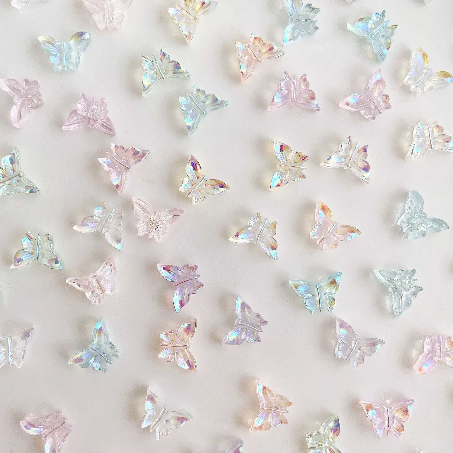 60 Aurora Butterfly Nail Charm Sparkling 3D Acrylic Nail Decoration Materials Manicure Kawaii Accessories W240829