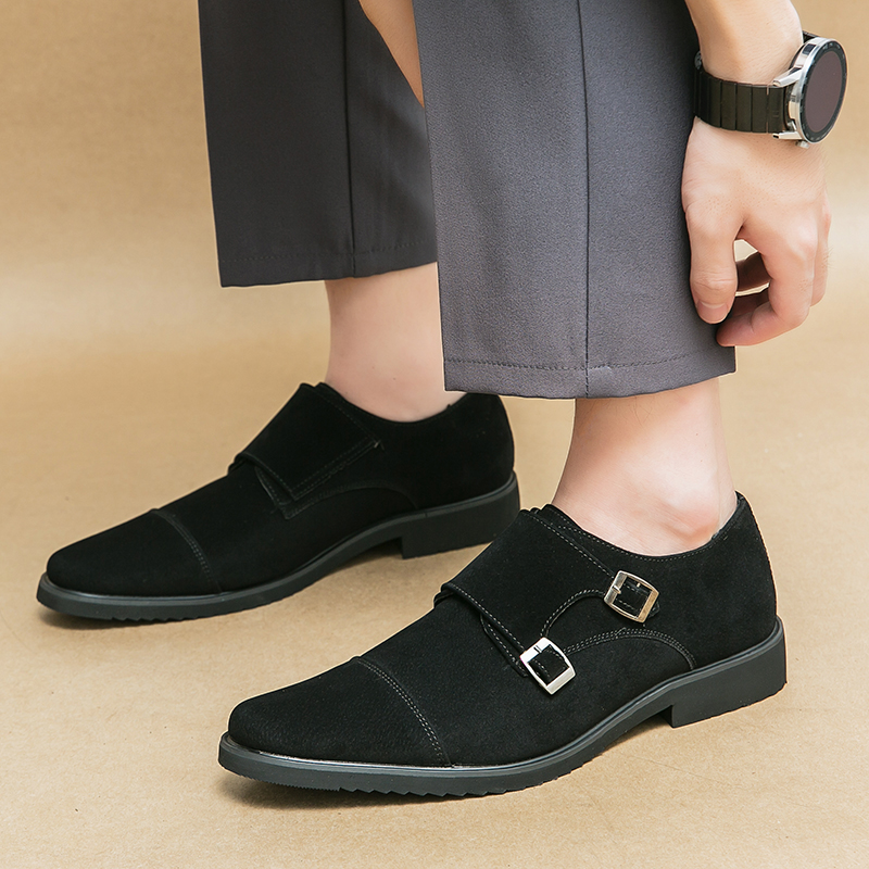 Luxury Dress Shoes for Men Designer Business Men Oxford Shoes Monks Pointed Wedding Formal Shoes Suede Leather Fashion Loafers