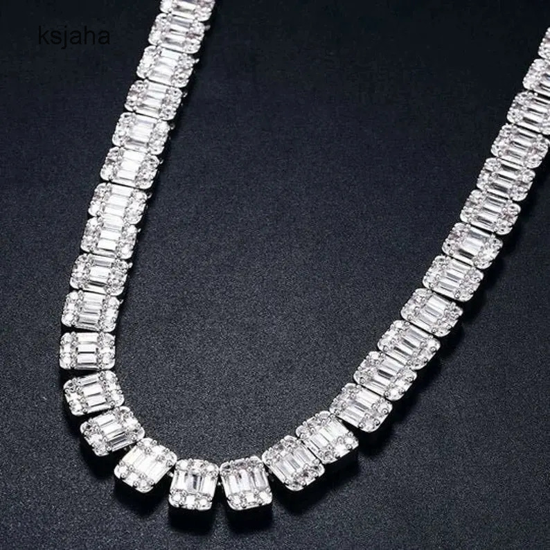 Vvs Moissanite Diamond For 925 Silver Material 2mm 3mm 4mm 5mm 6.5mm Stone Tennis Link Chain Necklace For Rapper