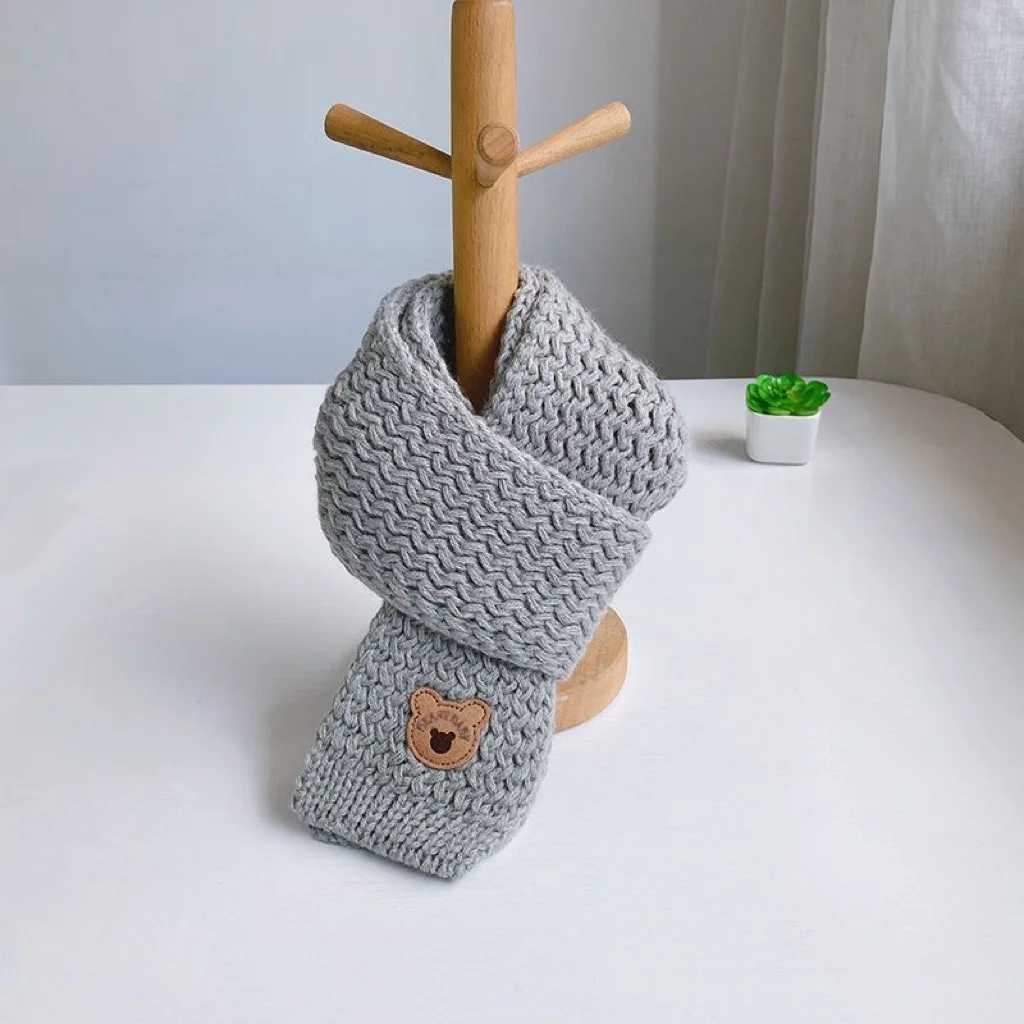 Autumn Winter 2Pcs Newborn Baby Hats Scarf Acrylic Cute Bear Beanies Warm Infant Knitted Hats For Baby Boys Girls 0-6 Years Old LX241018