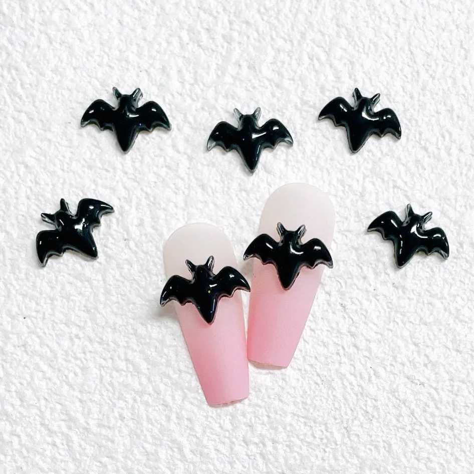 30 pieces of 3D black bat nail amulet accessories used for Halloween nail decoration art design supplies materials handmade decoration tools W240829