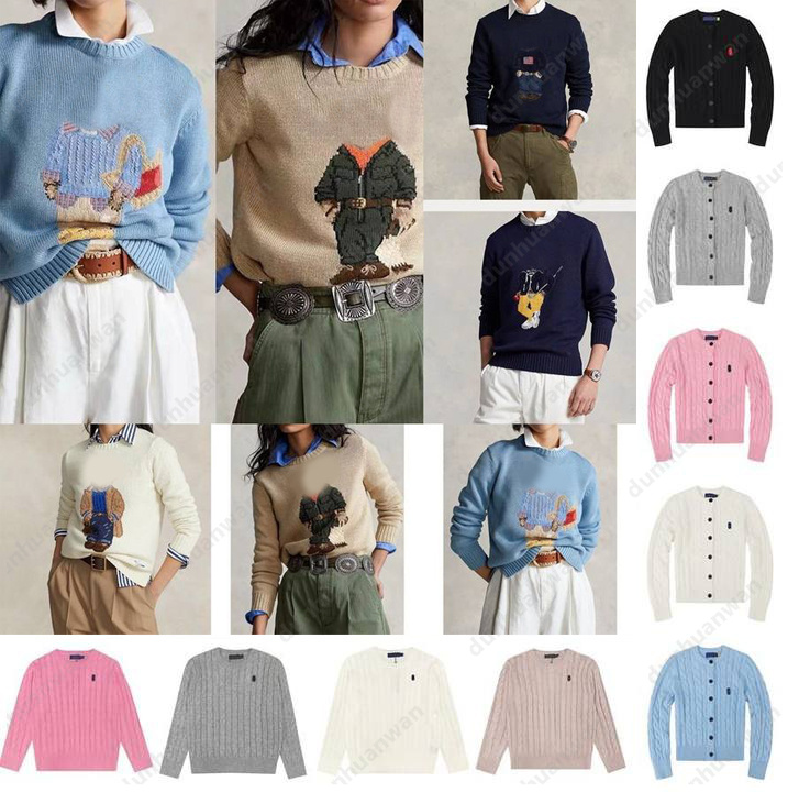 Mens sweaters bear designer knitted womens casual small horse embroidery cardigan short sleeve knitted clothing Top