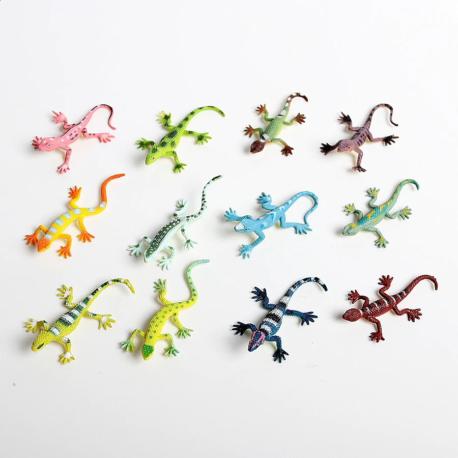 12pcs Mini Simulation Colorful Lizards Action Figure for Reptile Party Supplies plastic forest wild animal model Toys 240830