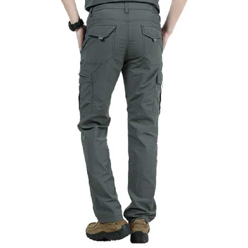Quick drying casual pants mens summer army ultra-thin Trouser mens tactical cargo pants mens lightweight gray blue green W240829