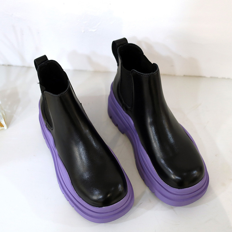 Fashion Women Black White Chelsea Boots 2021 Autumn Punk Gothic Shoes Ankle Sock Boots High Platform Fashion Short Boots Green87