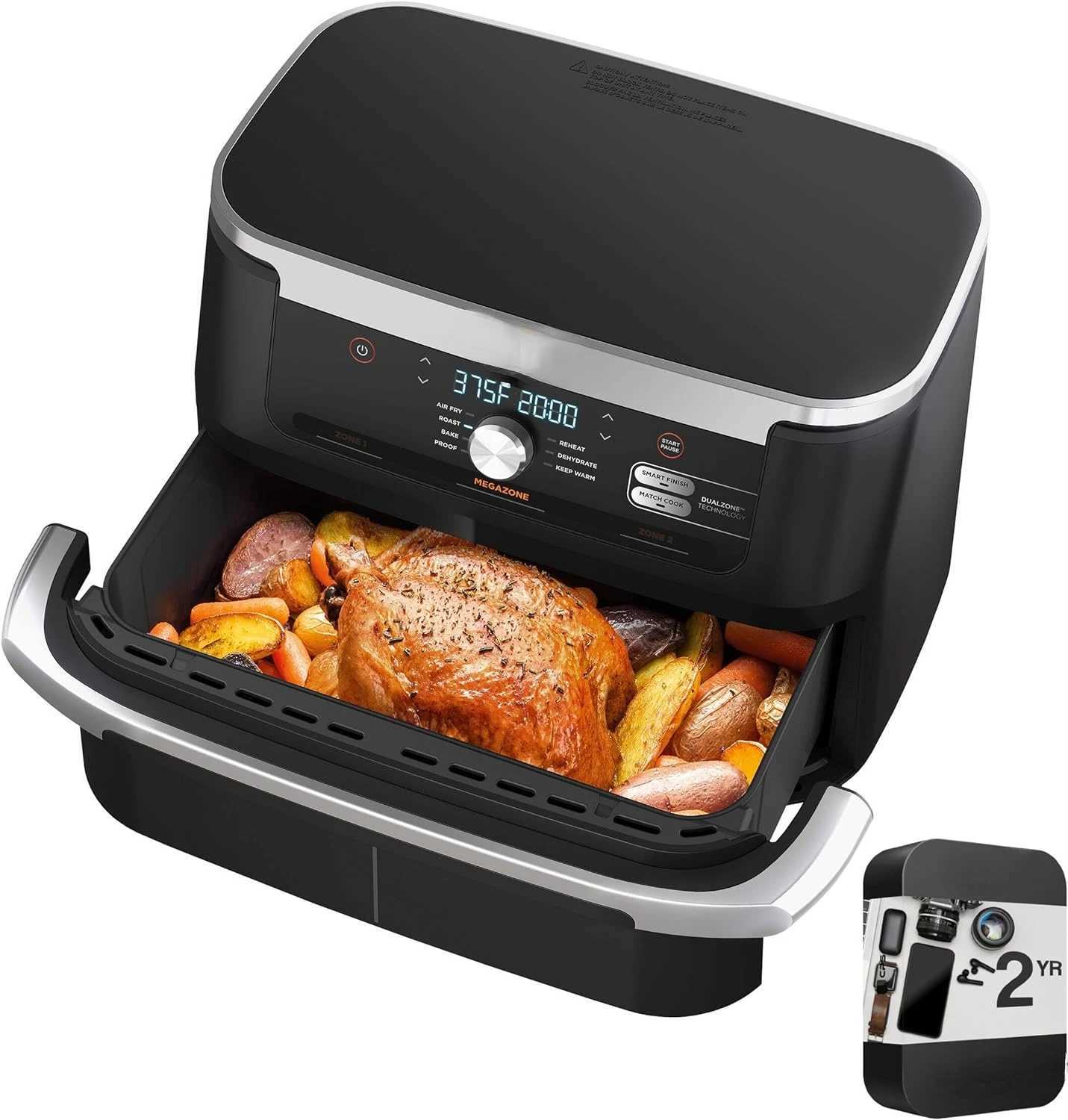 Foodi 11 Quart 7-in-1 MegaZone XL FlexBasket air fryer a basket dispenser for whole meal air frying baking grey (updated) safety CL240829
