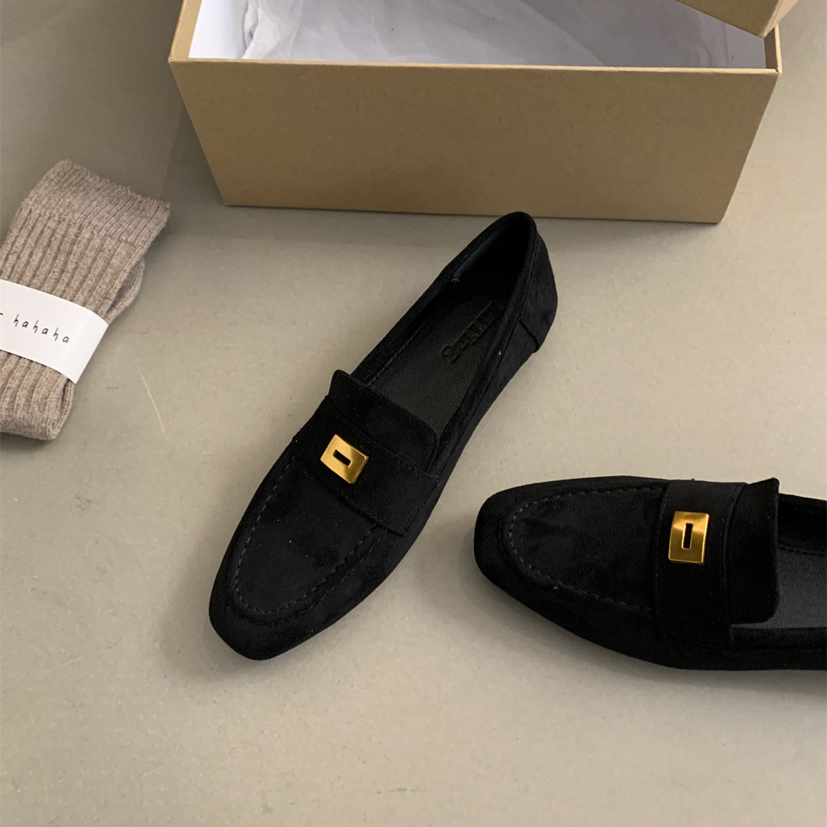 Suede Quality Loafers Women Flat Casual Leather Metal Decor Slip on Mules Spring Summer Walk Runner Shoes Woman ab5e ac52