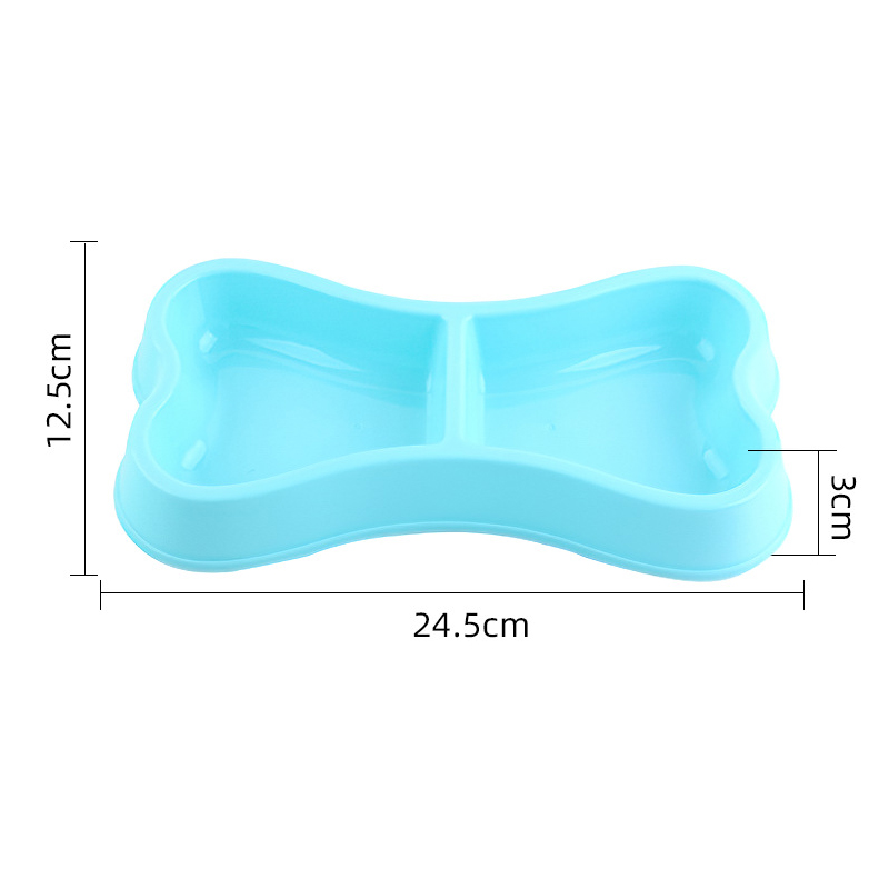 Plastic Dog Bowls Bone Shaped Candy Color Dogs Feeder Double-head Bowls Pets Travel Feeding Food Bowl Cats Tableware