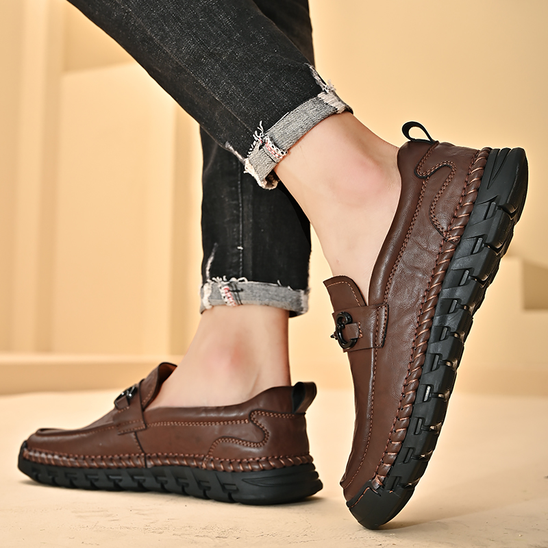 Quality Genuine Leather Men Shoes Design Breathable Leather Men Loafers Slip On Summer Shoes Men Flats Comfty Driving Shoe