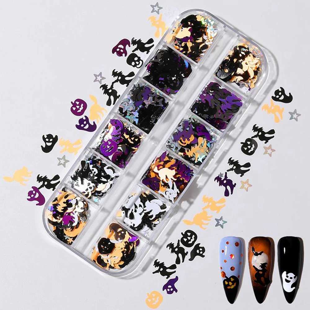 Halloween Nail Art Facial Body Rhinestone Decoration Jewelry Sparkling Christmas Ghost Skeleton Design Sparkling Club Party Beauty W240829