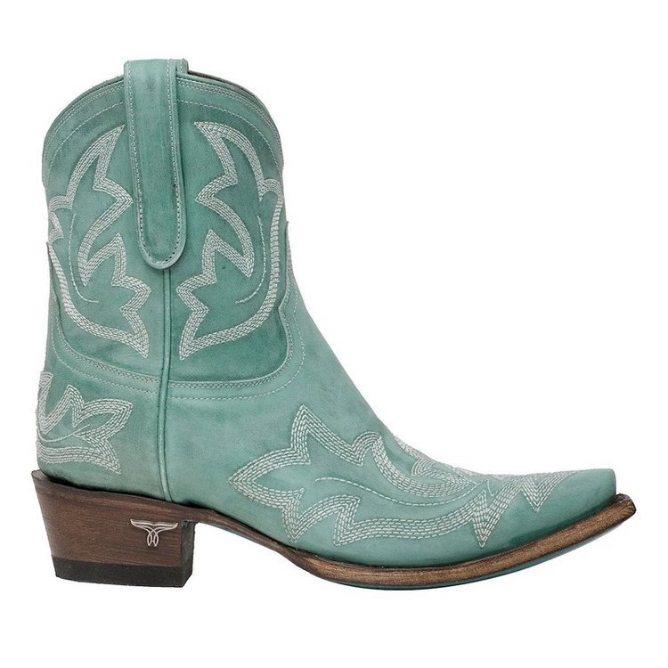 Embroidery botas mujer Faux Leather Cowboy Ankle for Women Wedge High Heel Snake Print Western Cowgirl Boots