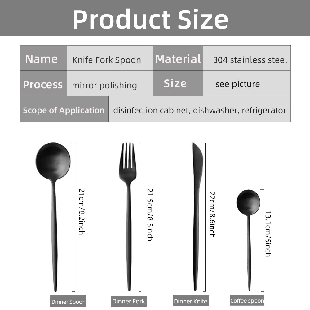 Dinnerware Silverware Set 4-24pcs Kitchen Flatware Tableware Cutlery Set for Home Restaurant Steak Knife Fork Spoon Tea Spoon 240830