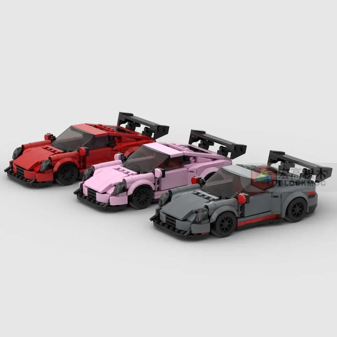 MOC Bricks Pink Toy Red Racing sports Car Technical Vehicle Speed Racer Building Blocks Garage Toys for Boys