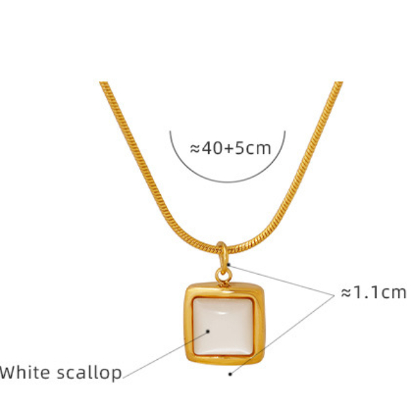 Scallop Heart Necklace Pendant, Tarnish-Free Gold Titanium Steel, Charm Volcano Love Jewelry 4 36d78