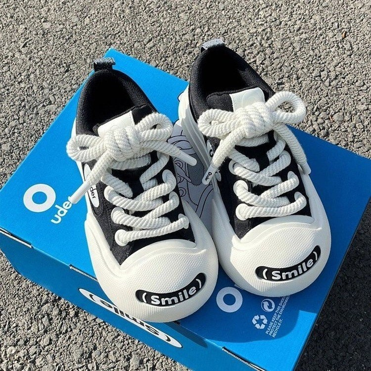 Smile Design Fringe Sneakers Casual Lace-up Couple Shoes Cozy Canvas Zapatillas Mujer Fashion Star Style Flats Zapatos Hombre