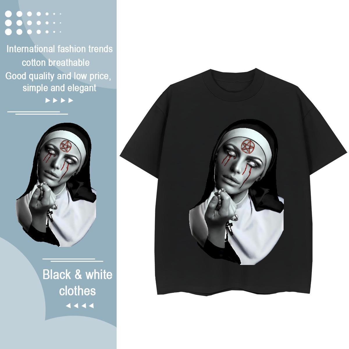 Designer Woman Tshirt 100% Cotton 230g nun Home Outdoor T Shirt For Woman Breathable Crew Neck Anime Oversized Top Shirts