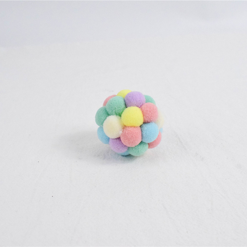 Fashion new macaron plush pet toy cat and dog self-hey funny cat bite-resistant bell sounding toy ball