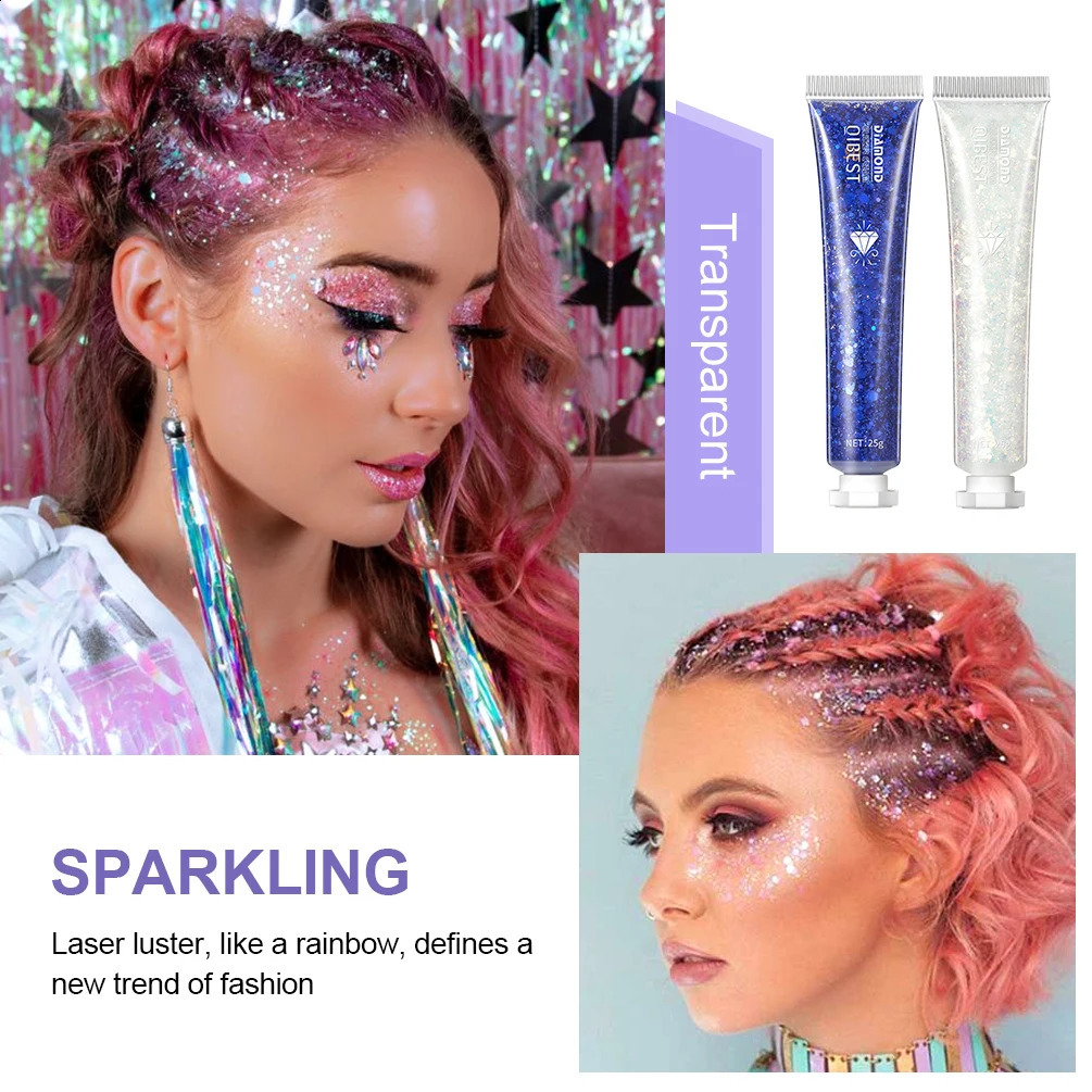 QI body glitter gel nail polish face glitter eye loose sequins cream diamond jewelry rhinestone makeup decoration party festival 240829